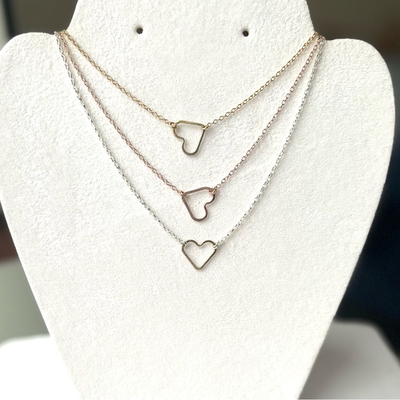 NWT Heart charm choker necklace, 15” long. 4 variants available. Gold filled - Picture 3 of 10